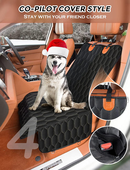 Dog Car Seat Cover for Back Seat, 100% Scratchproof Waterproof Backseat Cover for Dogs, Dog Seat Cover for Suvs, Dog Back Seat Cover with Mesh Window, Nonslip - Black
